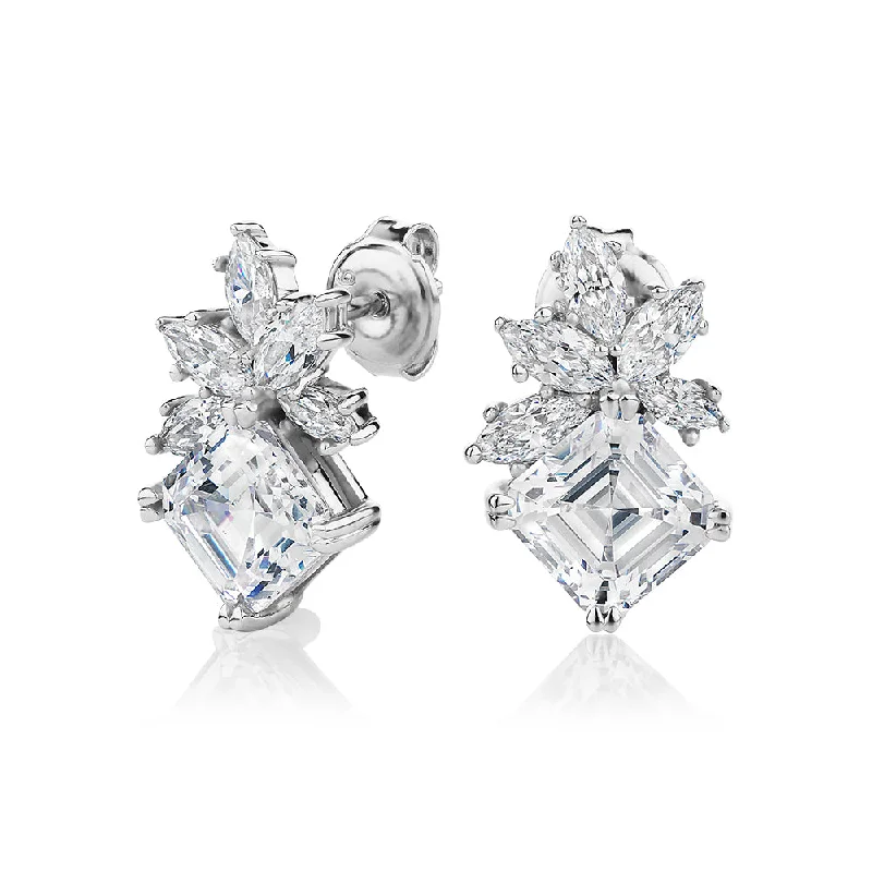 women's trendy earrings-Statement earrings with 5.24 carats* of diamond simulants in sterling silver