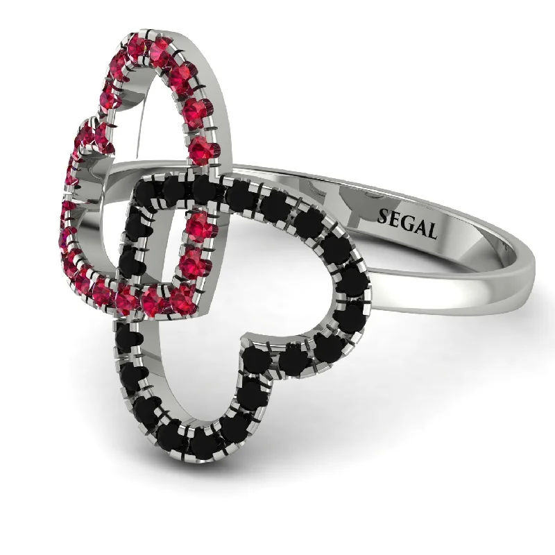 women's mixed-metal engagement rings-Two Hearts Ruby Ring - Selena No. 42