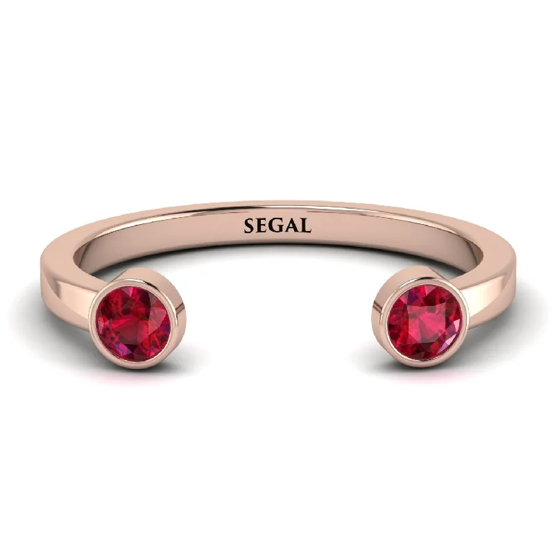 women's gemstone wedding rings-Open Bezel Ruby Ring - Khloe No. 11