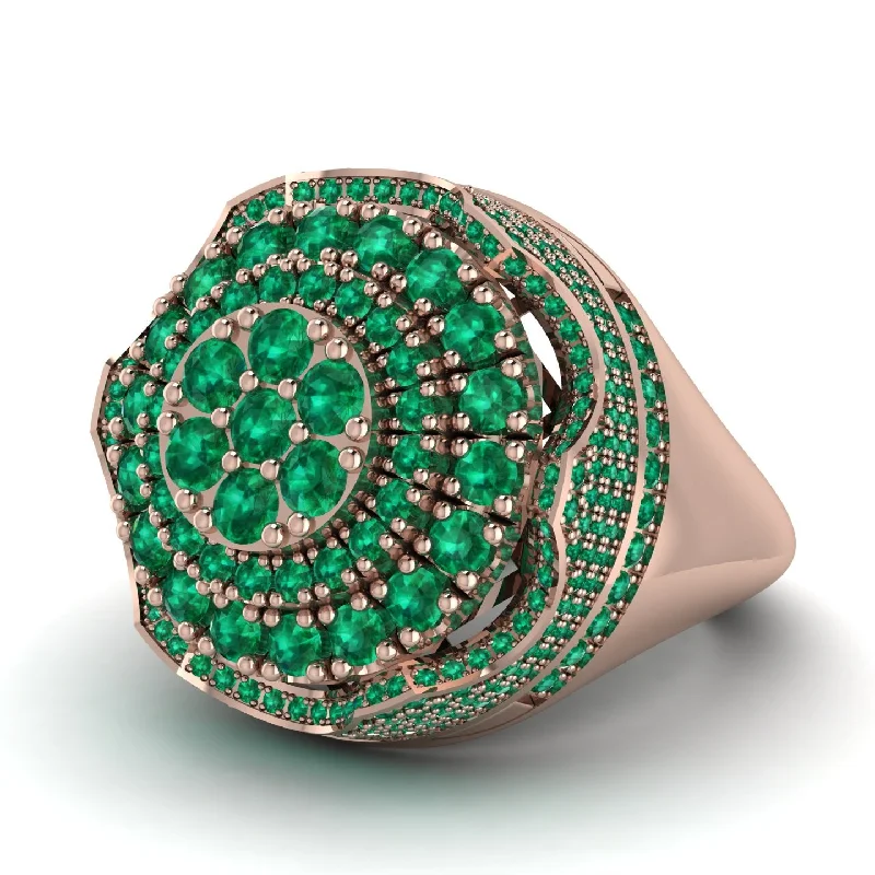 women's silver rings-Emerald Regal Radiance Signet Men's Fashion Ring - Frankie No. 20