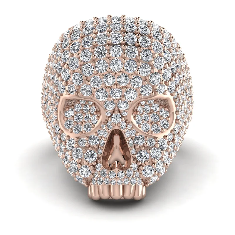 women's simple wedding rings-Diamond-Encrusted Skull Men's Fashion Ring - Jules No. 2