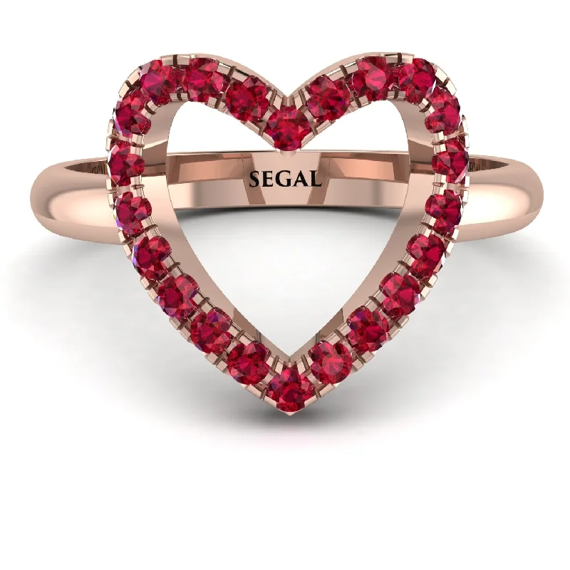 women's trendy rings-Ruby Heart Ring - Lia No. 11