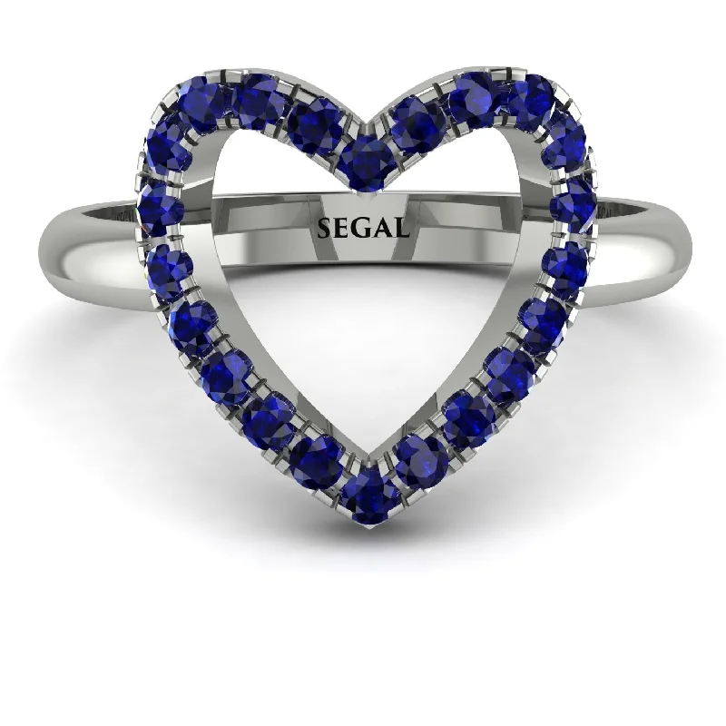 women's diamond eternity rings-Sapphire Heart Ring - Lia No. 15