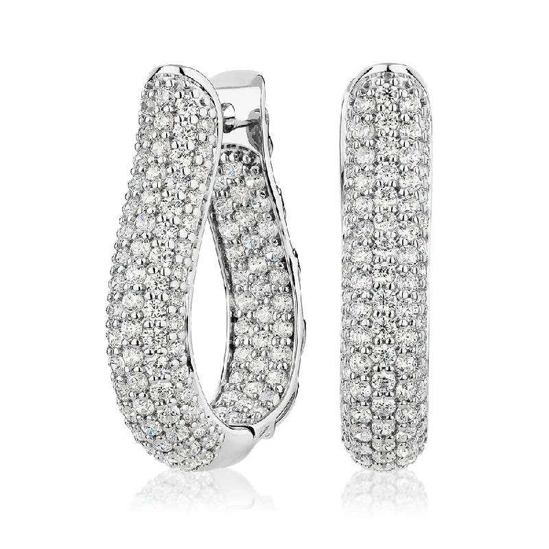 women's small hoop earrings-Round Brilliant hoop earrings with 4.22 carats* of diamond simulants in sterling silver