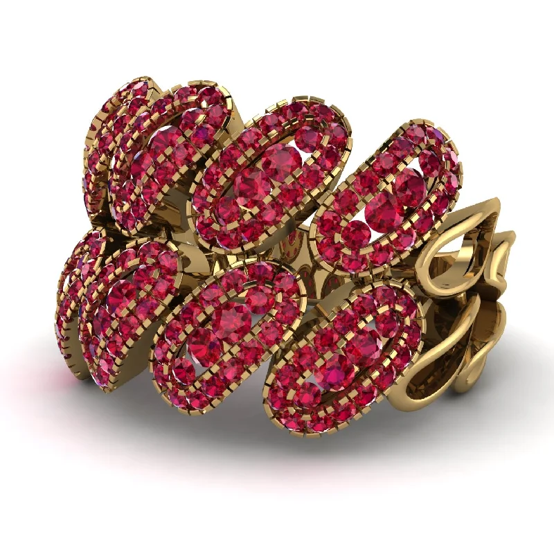 women's titanium rings-Ruby Stylish Bloom Fashion Ring - Drew No. 55