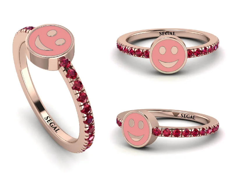 women's personalized engagement rings-Elegant Enamel Smile Ruby Ring - Smile No. 11