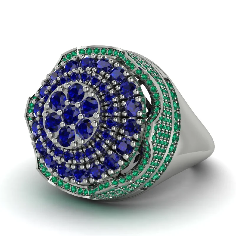 women's minimalist rings-Sapphire Regal Radiance Signet Men's Fashion Ring - Frankie No. 30