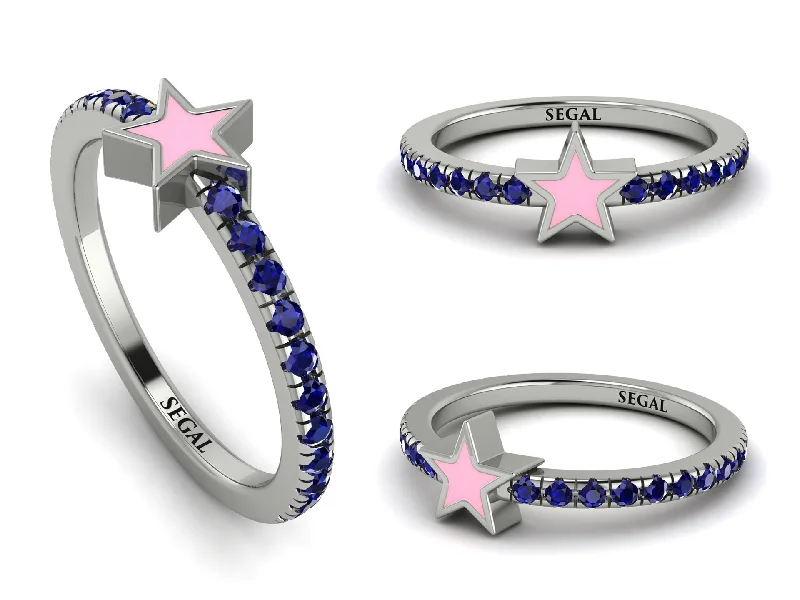 women's diamond engagement ring sets-Elegant Enamel Star Sapphire Ring - Star No. 15