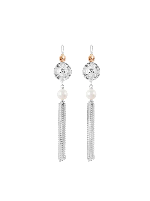 women's customized earrings-Vic Disc Tassel Earrings