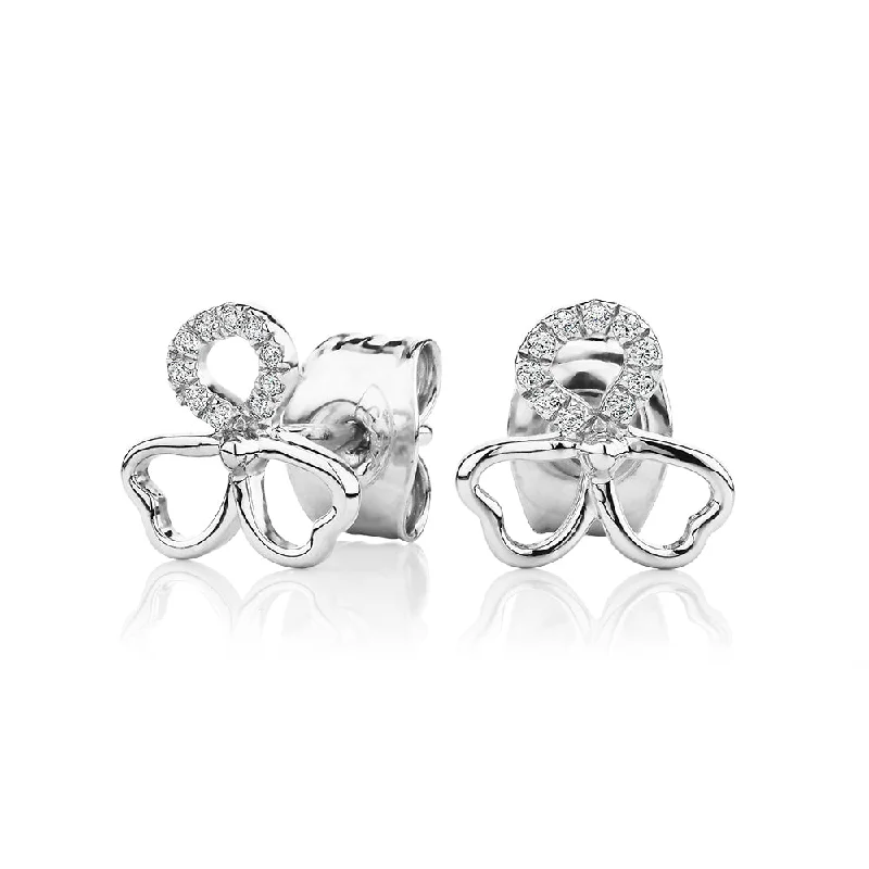 women's diamond drop earrings-Round Brilliant stud earrings in sterling silver