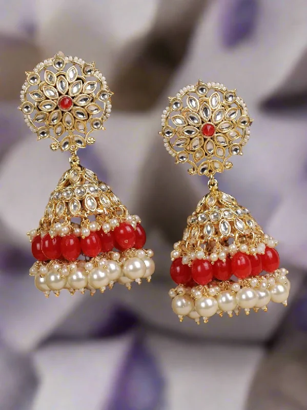 women's clip-on earrings-Jazz And Sizzle Kundan Studded Gold Plated Earrings