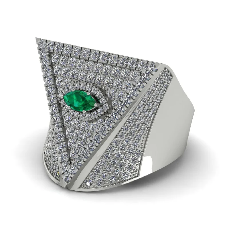 women's cocktail rings-Emerald Eye Of Providence Men's Illuminati Ring - Arden No. 6