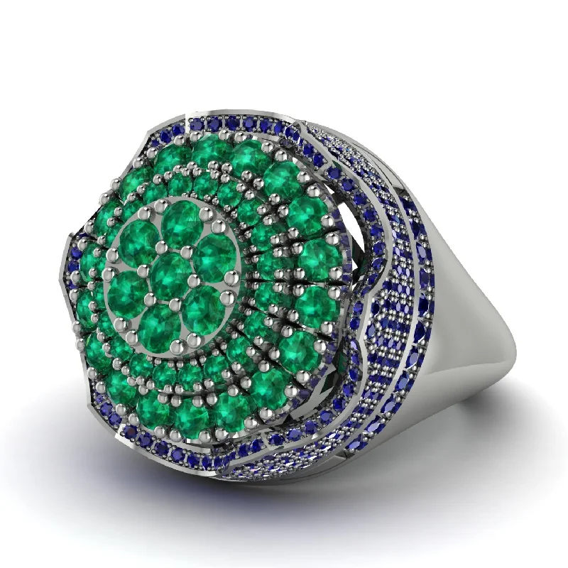 women's opal engagement rings-Emerald Regal Radiance Signet Men's Fashion Ring - Frankie No. 66