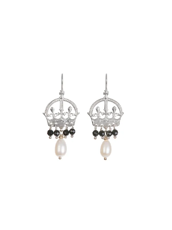 women's gemstone drop earrings-Coronet Earrings