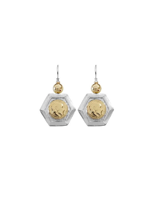 women's bridal earrings-Neptune Coin Earrings