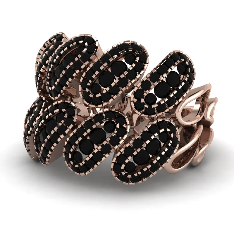 women's silver rings-Black Diamond Stylish Bloom Fashion Ring - Drew No. 38