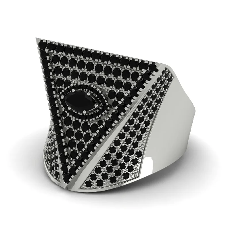 women's multi-stone rings-Black Diamond Eye Of Providence Men's Illuminati Ring - Arden No. 39