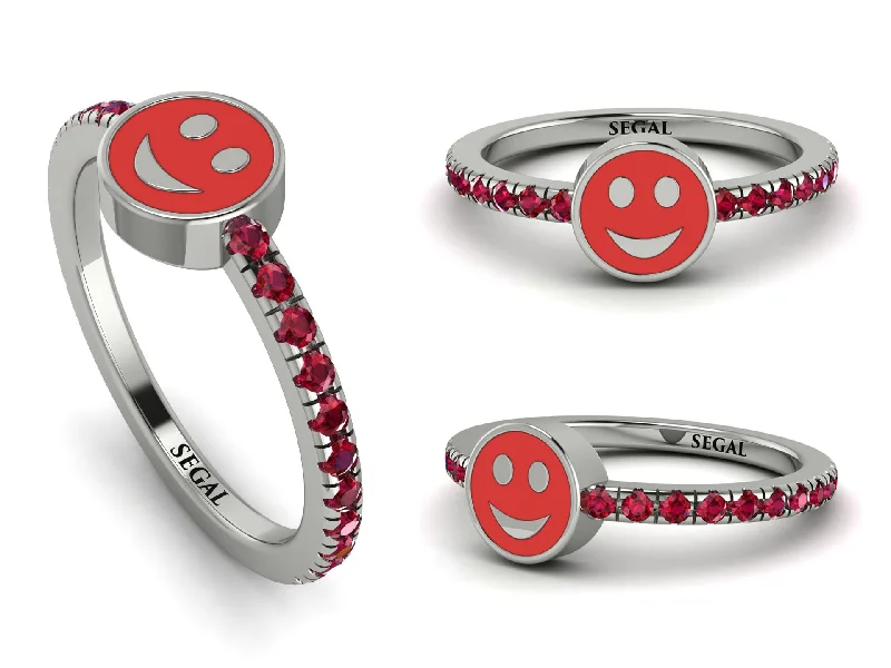 women's hand-carved rings-Elegant Enamel Smile Ruby Ring - Smile No. 12