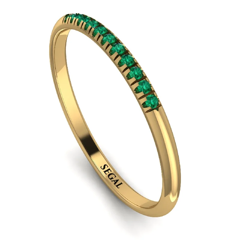 women's minimalist rings-Half Eternity Band With Emerald - Ayla No. 4