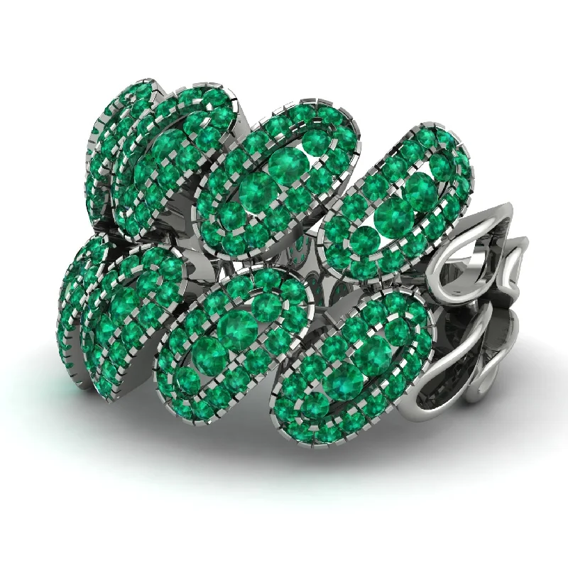 women's halo diamond rings-Emerald Stylish Bloom Fashion Ring - Drew No. 21