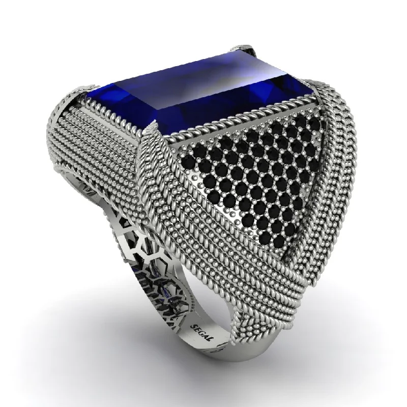 women's statement gemstone rings-Baguette Sapphire Majestic Men's Fashion Ring - Flynn No. 45