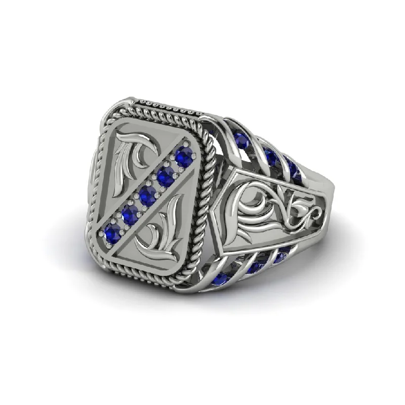 women's contemporary rings-Sapphire Regal Filigree Men's Ring - Hollis No. 15