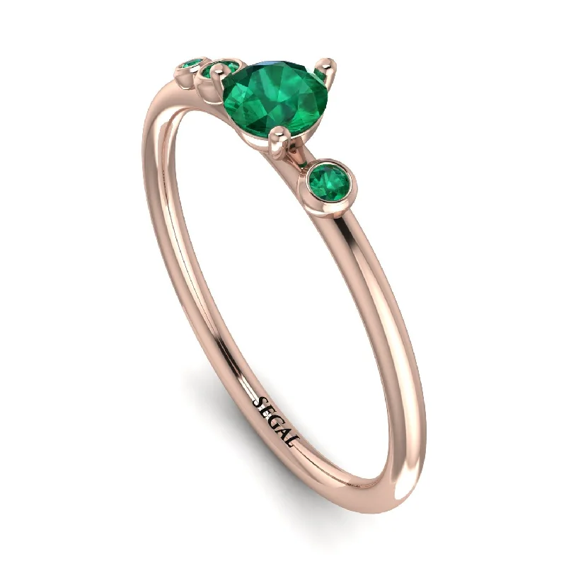 women's solitaire rings-Minimalist Thin Emerald Ring - Brielle No. 20