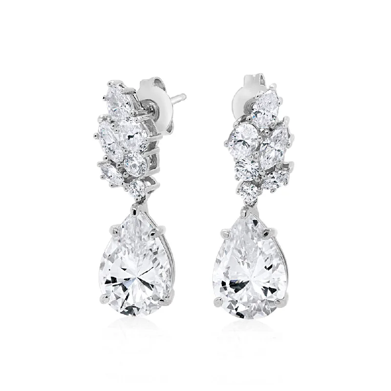 women's large hoop earrings-Statement earrings with 7.88 carats* of diamond simulants in sterling silver