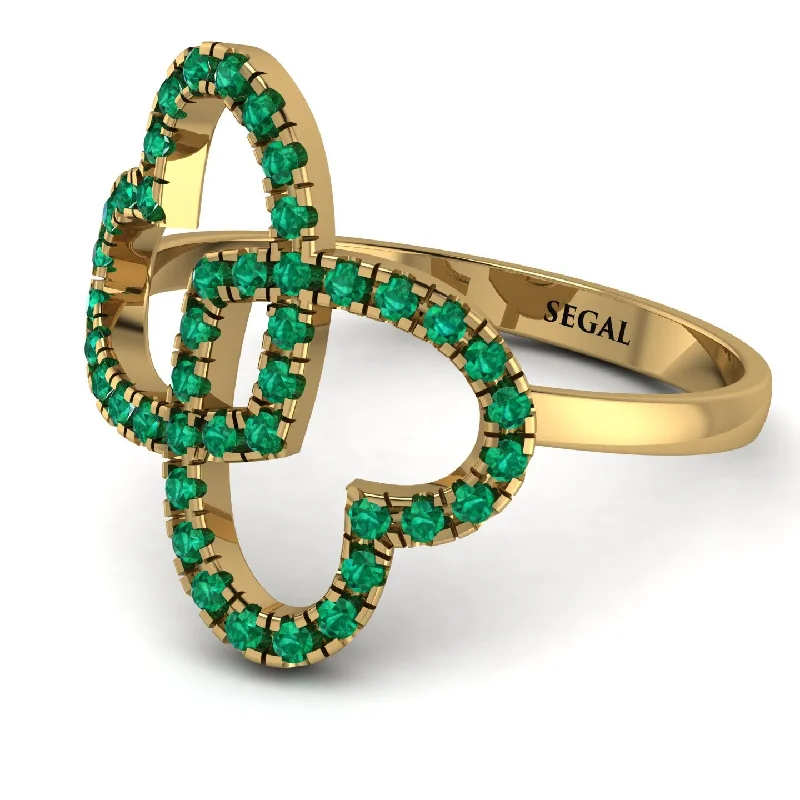 women's two-tone engagement rings-Two Hearts Emerald Ring - Selena No. 19