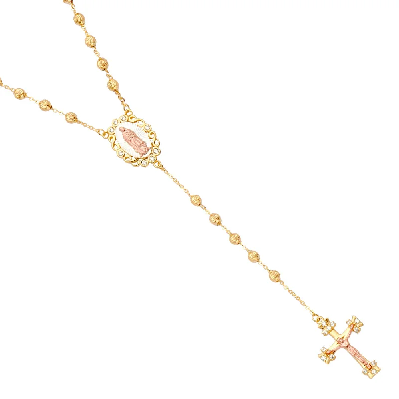 women's engraved gold necklaces-14K Rosary Necklace