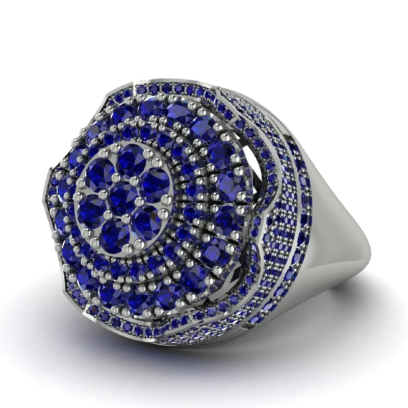 women's unique gemstone rings-Sapphire Regal Radiance Signet Men's Fashion Ring - Frankie No. 75