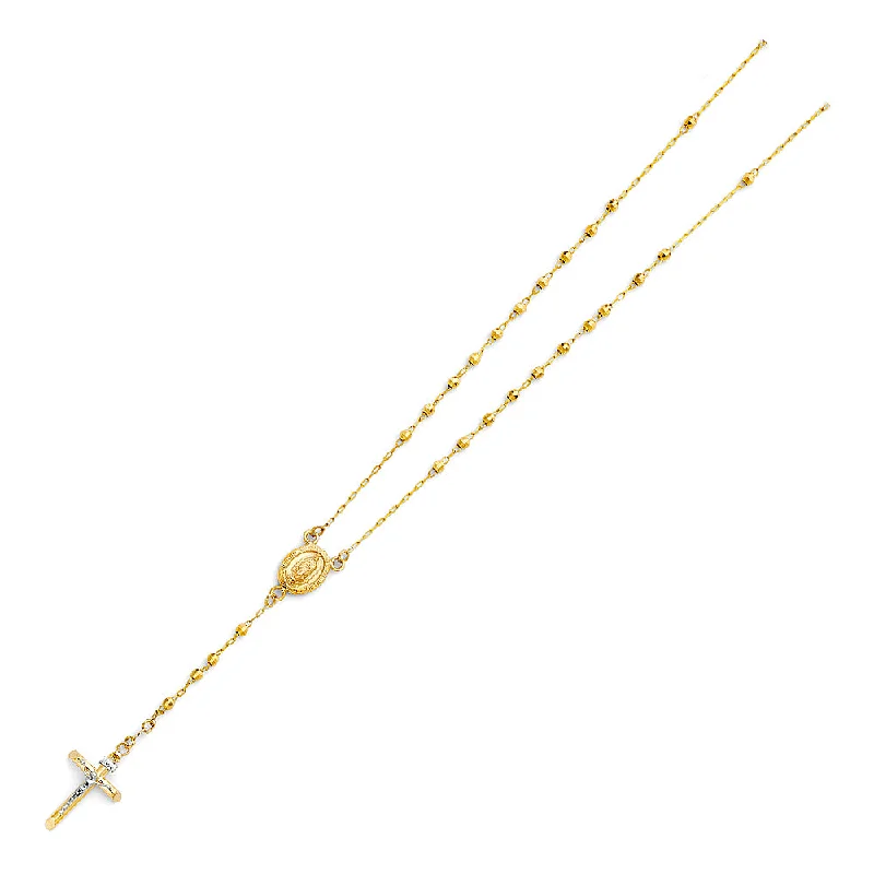 women's wedding necklaces-14K GOLD 3MM DISCO BALL ROSARY NECKLACE