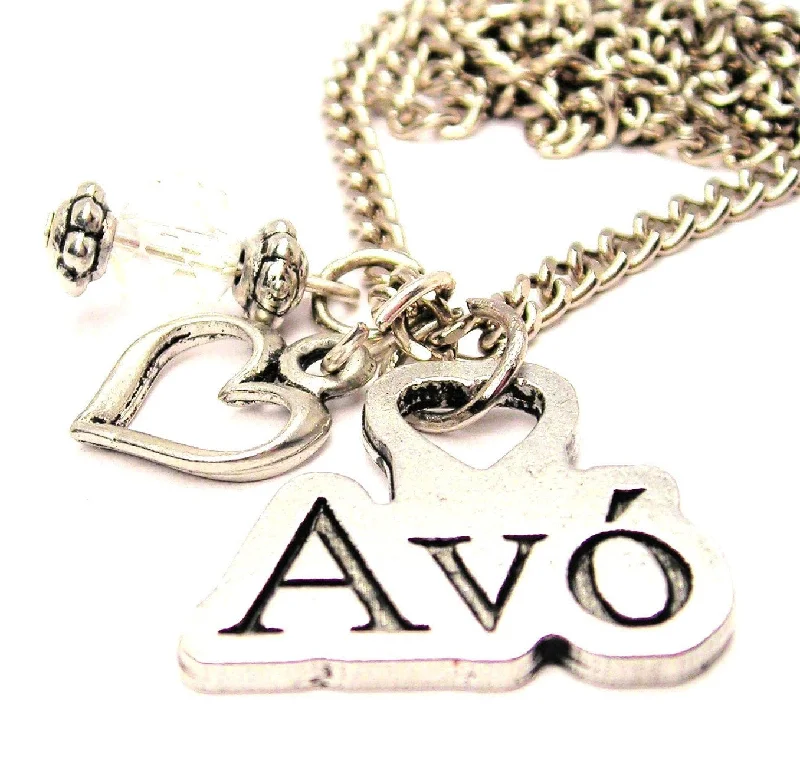 women's engraved heart necklaces-Avó Portuguese Grandmother Necklace with Small Heart