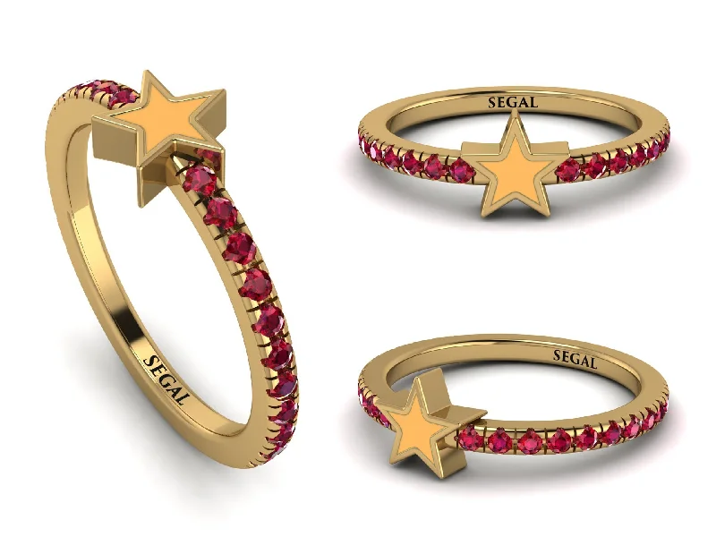 women's classic rings-Elegant Enamel Star Ruby Ring - Star No. 10