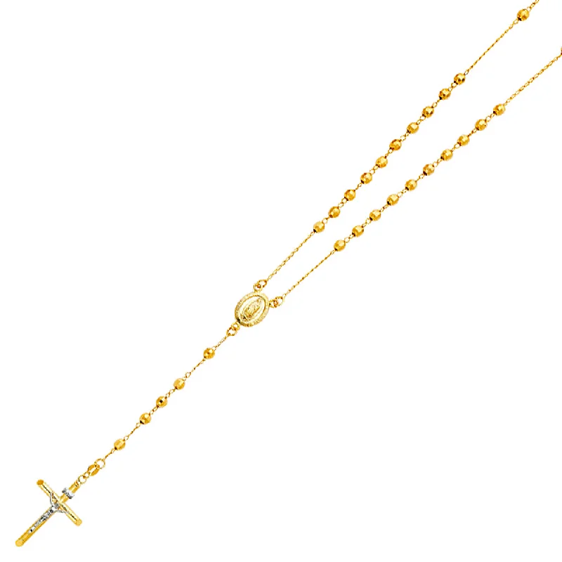 women's bridal necklaces-14K GOLD 4MM DISCO BALL ROSARY NECKLACE