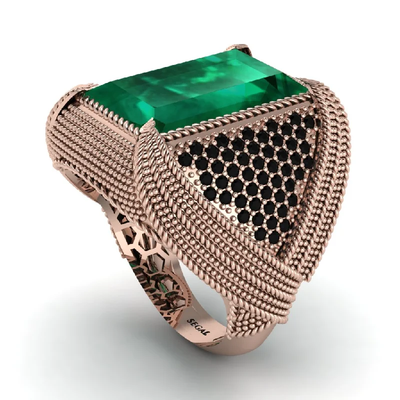 women's delicate rings-Baguette Emerald Majestic Men's Fashion Ring - Flynn No. 35