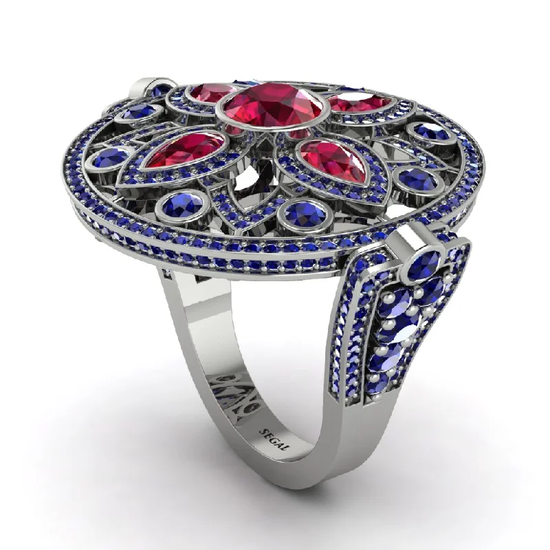 women's princess-cut rings-Ruby Vintage Art Deco Filigree Bezel Ring - Matilda No. 72