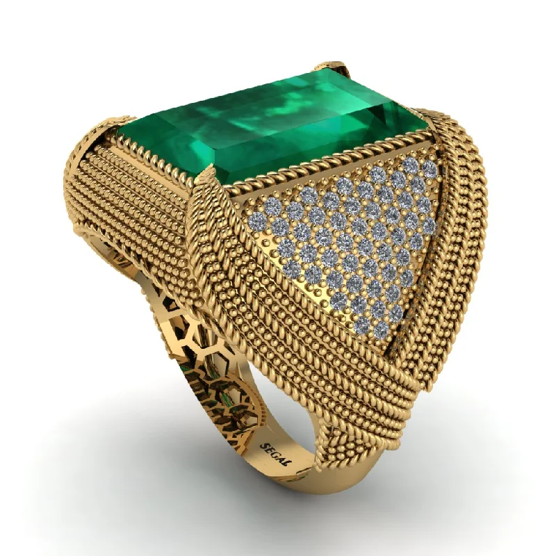 women's infinity rings-Baguette Emerald Majestic Men's Fashion Ring - Flynn No. 4