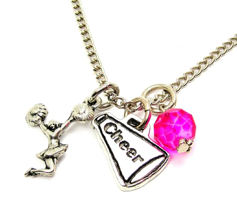 women's classic chain necklaces-Jumping Cheerleader With Cheer Horn Megaphone Necklace