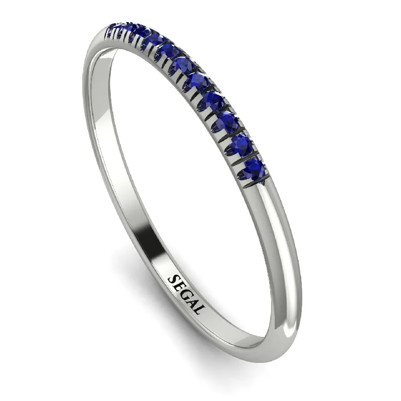 women's gemstone solitaire rings-Half Eternity Band With Sapphire - Ayla No. 15