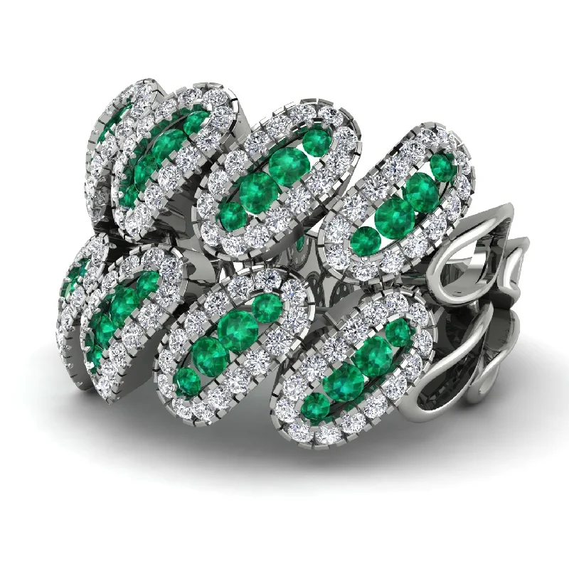 women's stack rings-Emerald Stylish Bloom Fashion Ring - Drew No. 6