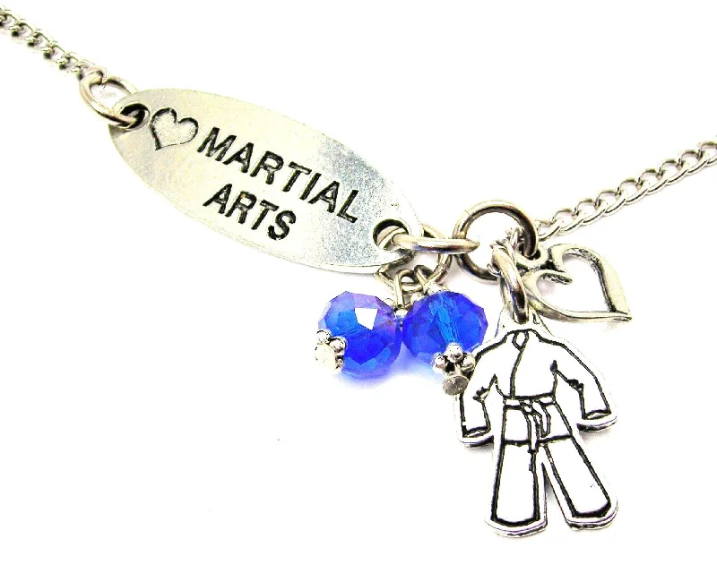 women's layered necklaces-Love Martial Arts And Karate Uniform Lariat Necklace