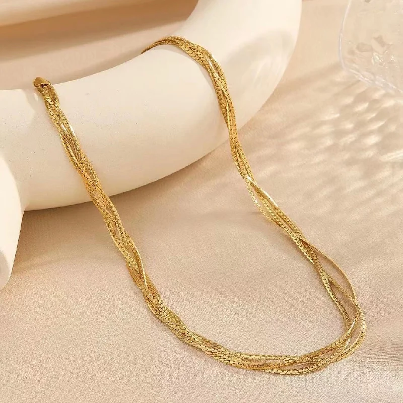 women's gold chain necklaces-Trio Twisted Necklace