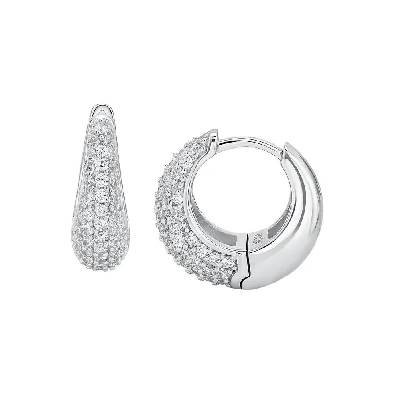 women's statement ear cuffs-Round Brilliant hoop earrings with 1.24 carats* of diamond simulants in sterling silver