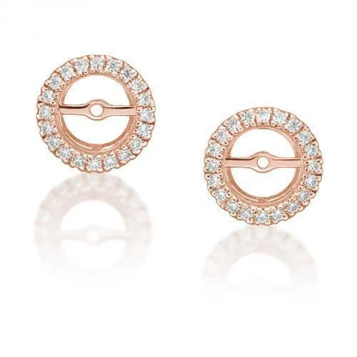 women's geometric earrings-Round Brilliant Halo earring enhancer with 0.4 carats* of diamond simulants in 10 carat rose gold