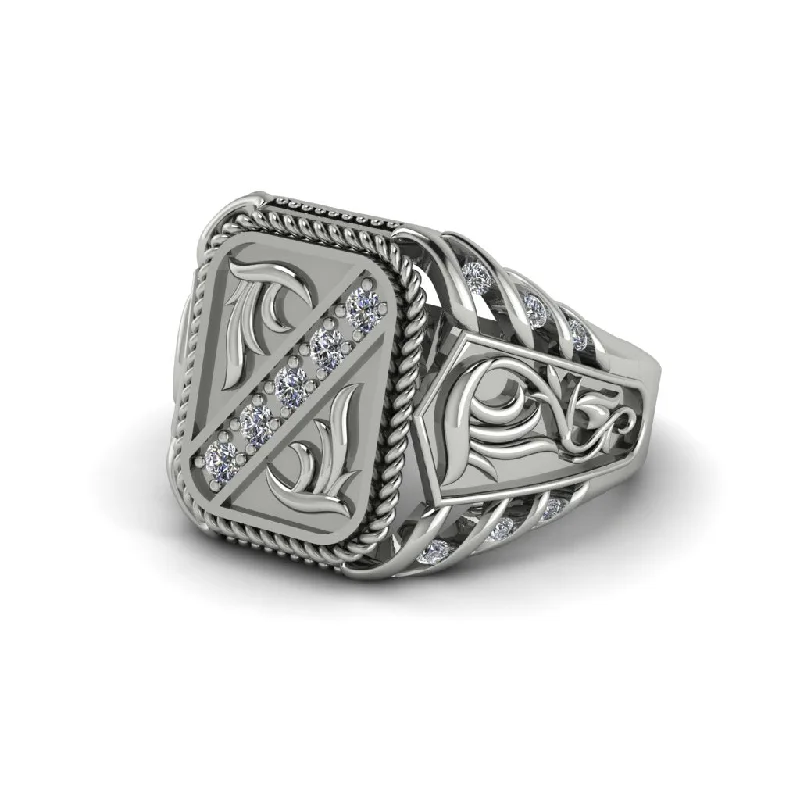 women's cocktail rings-Diamond Regal Filigree Men's Ring - Hollis No. 3