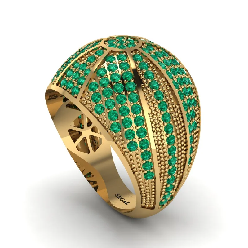 women's cushion-cut rings-Emerald Imperial Radiance Gold Men's Ring - Fallon No. 4