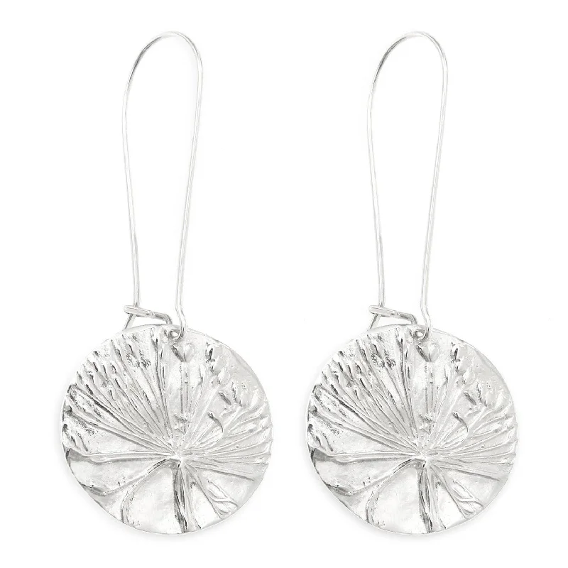 women's minimalistic earrings-Dill Flower Earrings | Embossed Discs