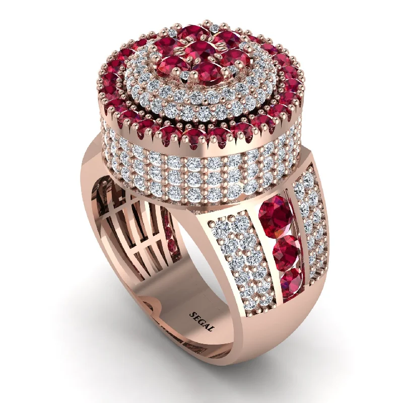 women's stackable gemstone rings-Round Ruby Mens Luxury Ring - Chris No. 11