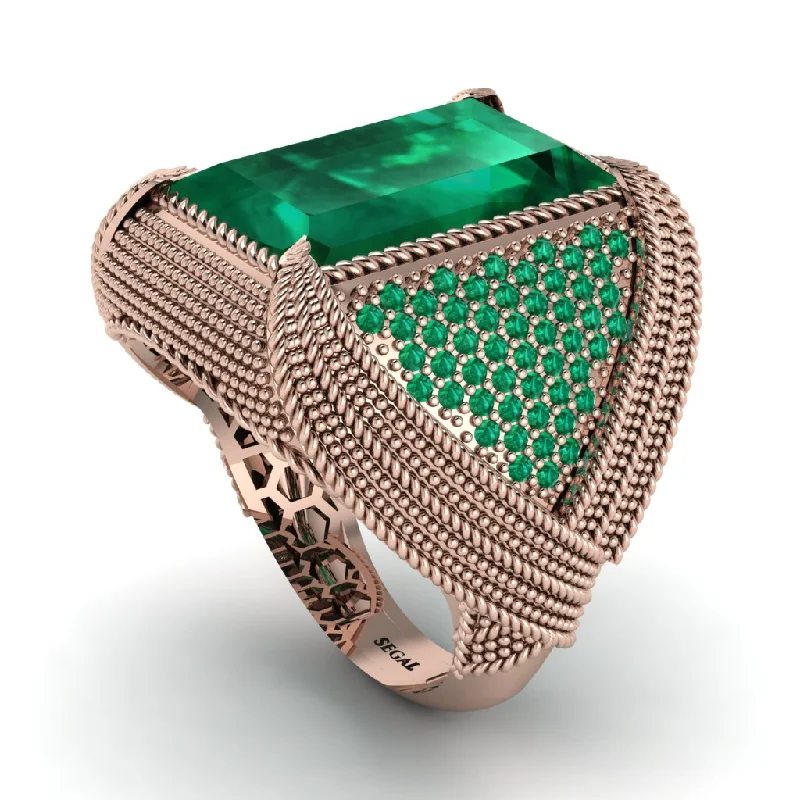 women's anniversary rings-Baguette Emerald Majestic Men's Fashion Ring - Flynn No. 20